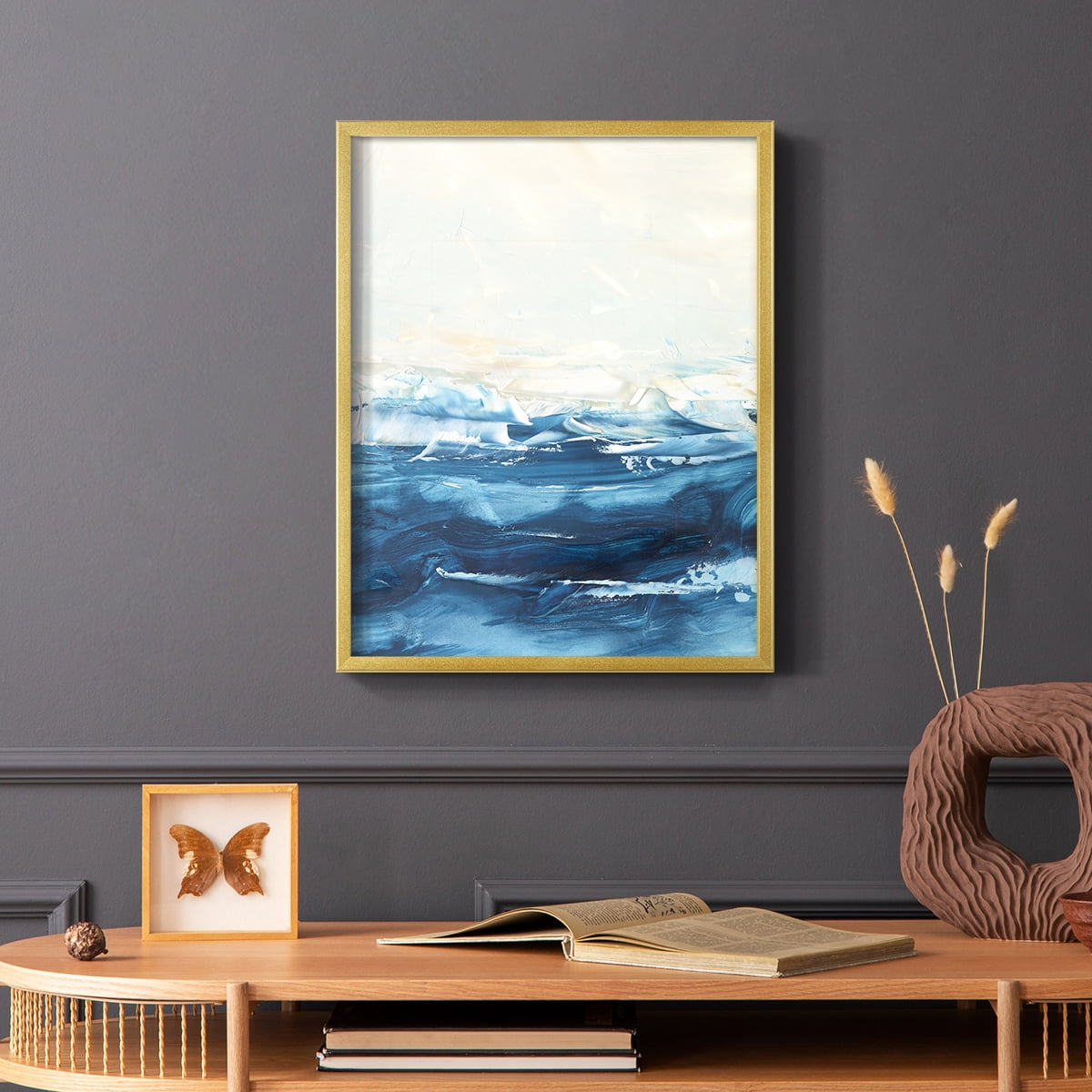 Wave after Wave II Framed Print in Gold Solid Wood 8 x 10 Framed Print