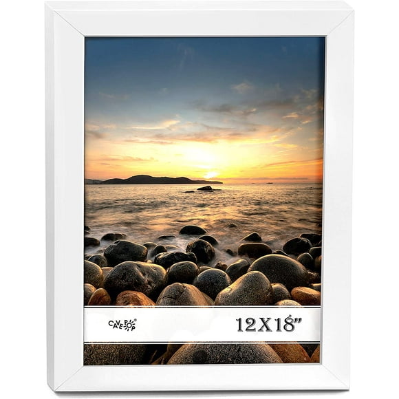 AmPm 12x18 Black Wooden Picture Frame with Polished Plexiglass - Horizontal and Vertical Formats with Included Hanging Hardware, Frame Posters, Puzzles and Artwork