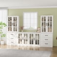 thumbnail image 2 of RichYa Kitchen Pantry Cabinet Set of 4,94" W Buffet Sideboard Coffee Bar with Glass Door Hutch,Modular Storage Cabinets with Shelves & Drawers for Dining Room,White(DFFD), 2 of 10