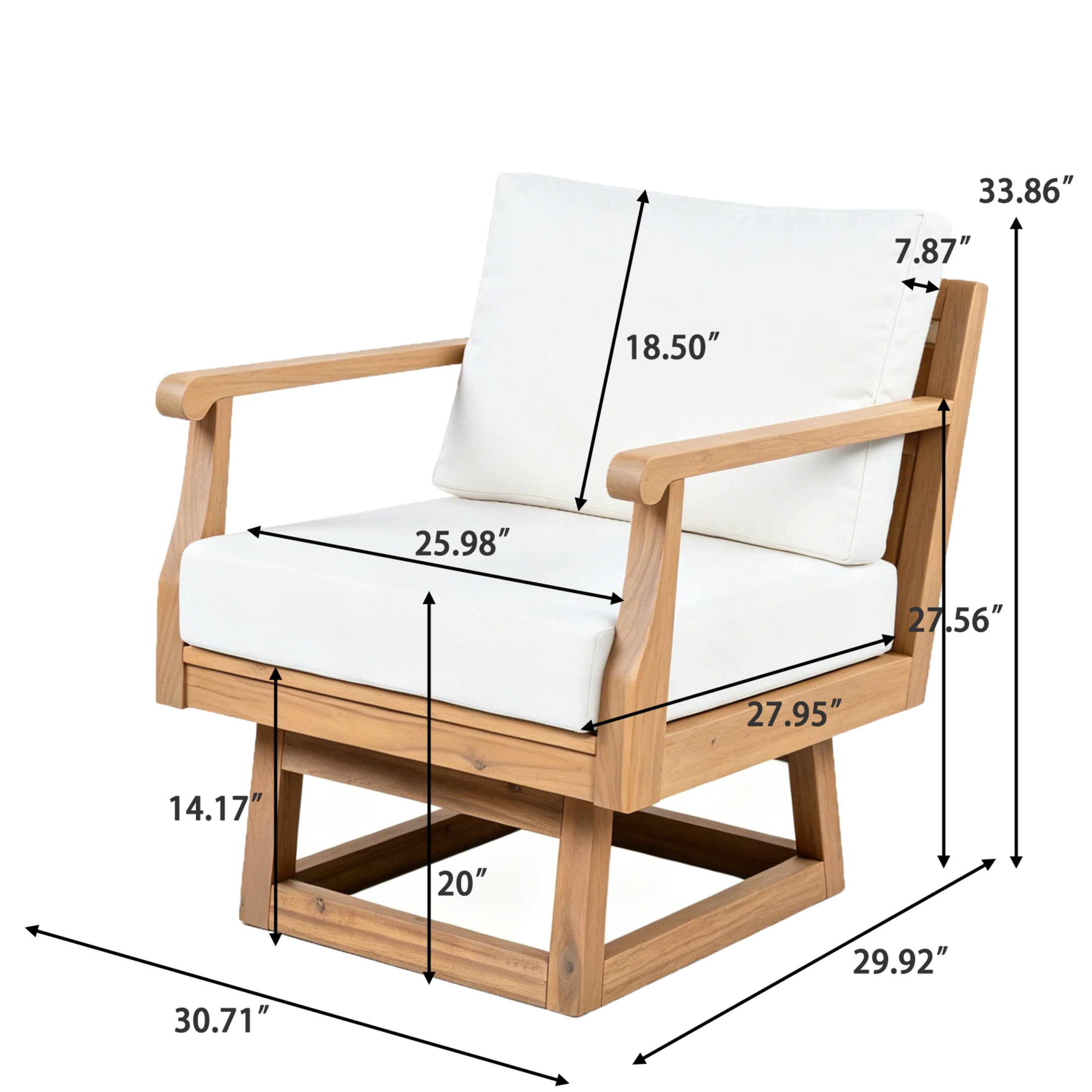 Christopher Knight Home Outdoor Swivel Club Chair with Cushions, Natural + Beige