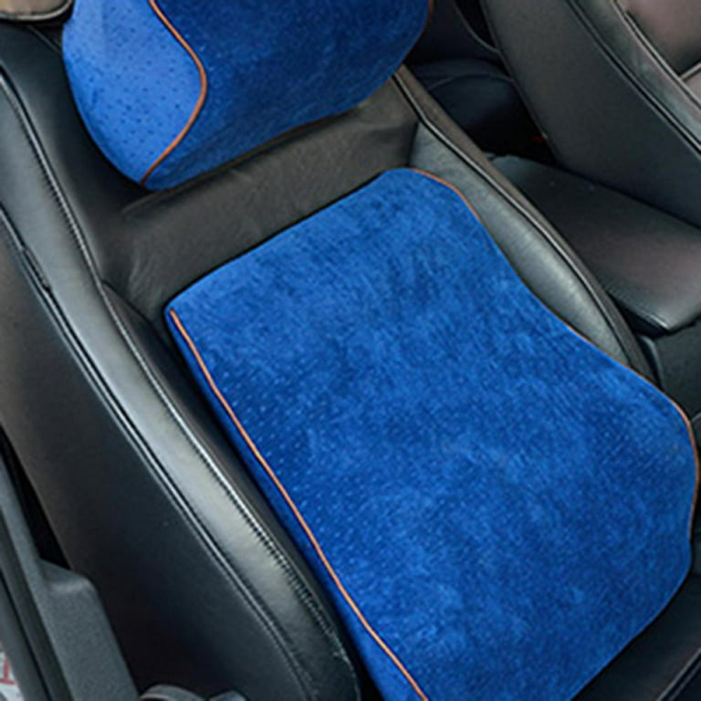 1xBlack Memory Foam Car Seat Cushion Lumbar Back Support + Head