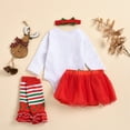 thumbnail image 5 of Hwmodou Little Children Outfits Girls Chiristmas Letters Prints Flare Long Sleeves Romper Skirt Hairband Socks Outfit Set Cloths Holiday Vacation Outfit For Child, 5 of 7