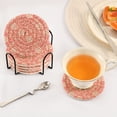 thumbnail image 5 of Haosy Set of 6 Drink Woven Coaster with Holder Heat Resistant Non-Slip Bar Coasters 4 Inches Elegant Coral Flower Plant, 5 of 7