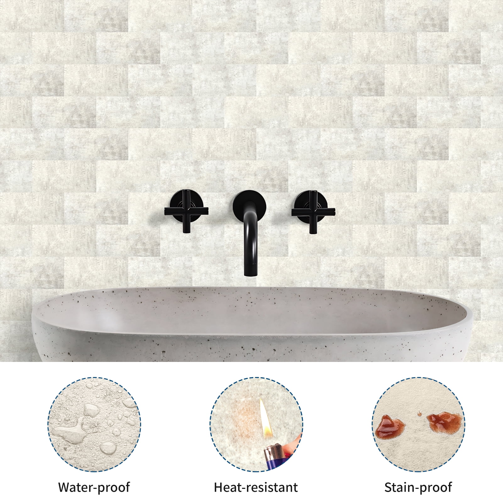 102 PCS 3'' × 6'' Stick on Subway Tile,Backsplash Tile Peel and Stick for Stove Kitchen,Fireplace,Stone White