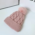 thumbnail image 4 of Guiexla Women Winter Hat Knitted Thick Solid Color Plush Ball Soft Windproof Heatn Retention Twisted Texture Elastic No Brim Unisex Outdoor Beanie, 4 of 8