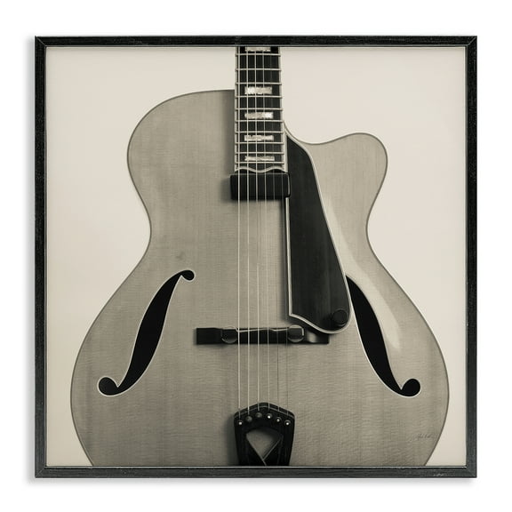 Stupell Industries Simple Chic Guitar Entertainment Photography Black Framed Art Print Wall Art, 12 x 12