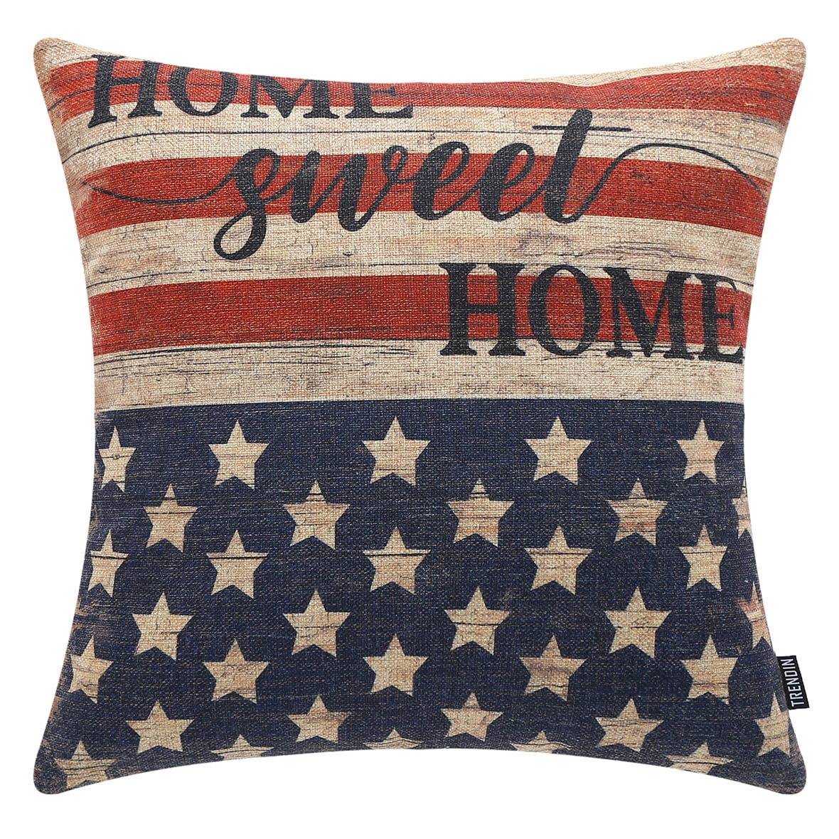 TRENDIN Home Sweet Home Throw Pillow Cover USA American Flag 18x18 inch ...