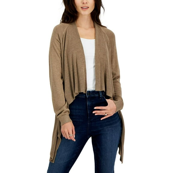 International Concepts Womens Cascade Open Front Cardigan Chestnut Heather L