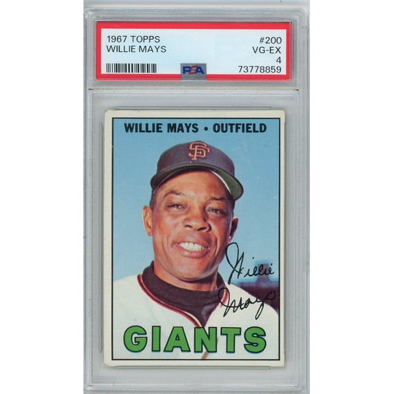 Graded 1967 Topps Willie Mays #200 Baseball Card PSA 4 Very Good-Excellent