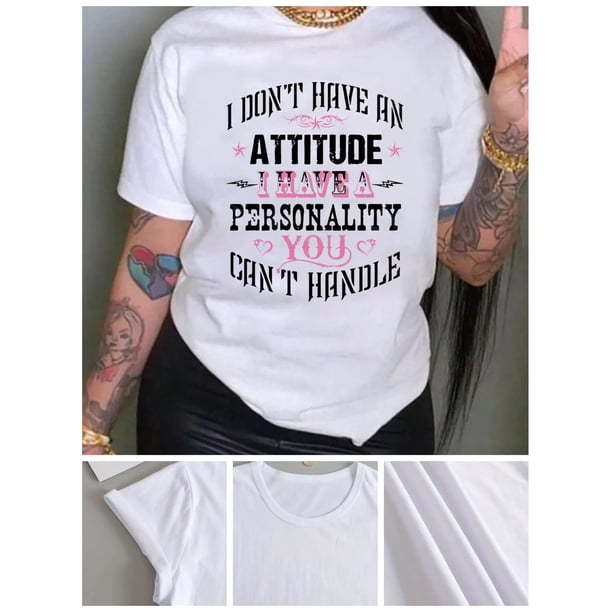 Camiseta con estampado gráfico de personalidad - Cuello redondo cómodo y moderno - Manga corta ligera para primavera y verano - Ropa de fiesta para mujer, camiseta deportiva informal
