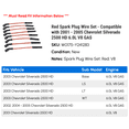 thumbnail image 2 of Red Spark Plug Wire Set - Compatible with 2001 - 2005 Chevy Silverado 2500 HD 6.0L V8 GAS 2002 2003 2004, 2 of 2