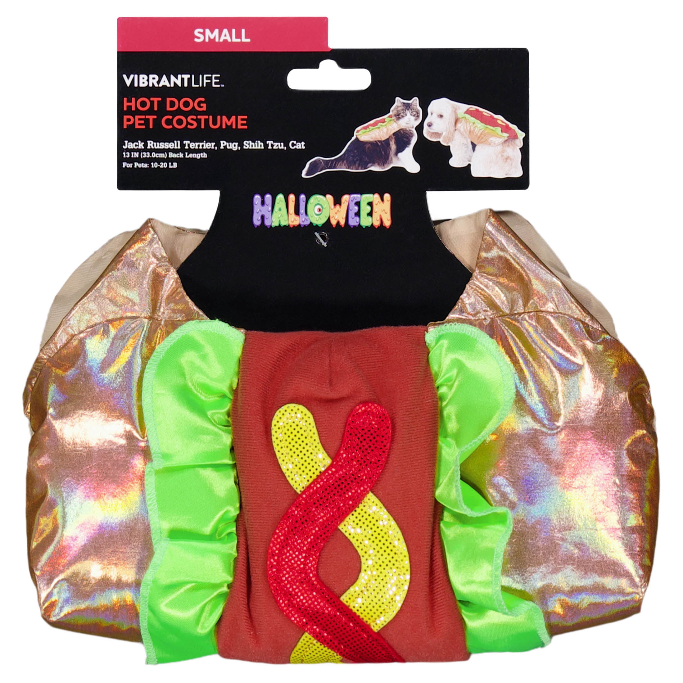 Vibrant Life Halloween Hot Dog Costume for Dogs and Cats, Multicolor, XS