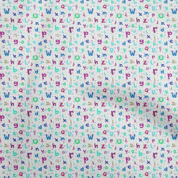 oneOone Georgette Viscose Aqua Blue Fabric Alphabet Sewing Fabric By The Yard Printed Diy Clothing Sewing Supplies 42 Inch Wide