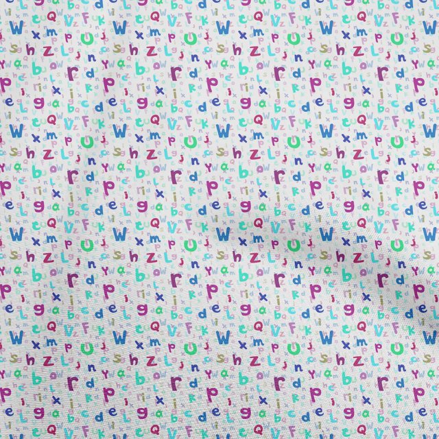 oneOone Rayon Aqua Blue Fabric Alphabet Sewing Material Print Fabric By The Yard 56 Inch Wide