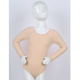 thumbnail image 3 of Fldy Kids Girls Long Sleeves Gymnastics Leotard Ballet Dance Leotard One Piece Bodysuit Dancewear Apricot 3, 3 of 7