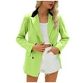 thumbnail image 3 of Loopsun Womens Outerwear Jackets, Blazer for Women, Women's Casual Color Block Long Sleeve Button Lapel Suit Jacket with Double Pockets Green, XXXL, 3 of 5
