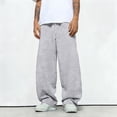 thumbnail image 6 of Mens Baggy Sweatpants Wide Leg Premium Lightweight Drawstring Pants Breathable Cotton Lounge Joggers with Pockets Light Gray L, 6 of 6