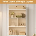 thumbnail image 4 of 63" Tall Freestanding Bookcase, Wood Storage Cabinet with Open Shelves & Closed Doors for Living Room Home Office, White, 4 of 8