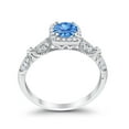 thumbnail image 4 of Halo Round Engagement Ring Blue Topaz CZ 925 Sterling Silver Size 9, 4 of 5