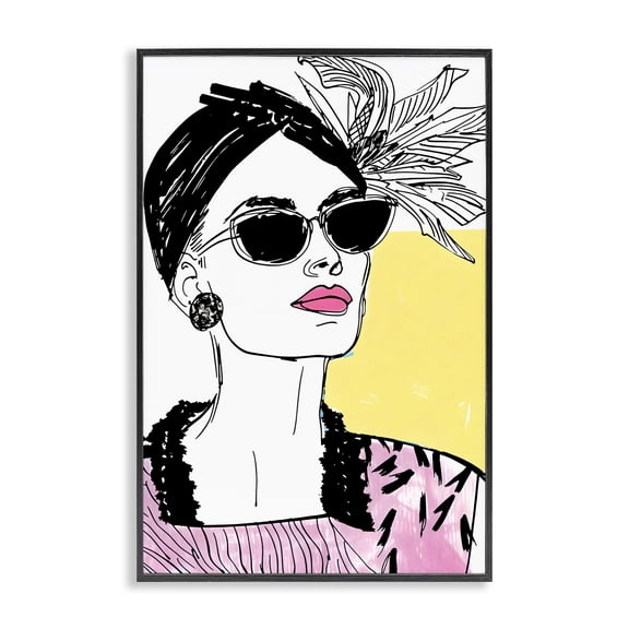 Stupell Industries Contemporary The Rebel Muse Portrait Black Framed Giclee Art, 12 x 18, by Andrea Haase