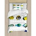 thumbnail image 3 of Ocean Animal Decor King Size Duvet Cover Set, Egyptian Fish with Bannerfish Goldfish Parrotfish Wild Nature Red Sea Theme, Decorative 3 Piece Bedding Set with 2 Pillow Shams, Multi, by Ambesonne, 3 of 3