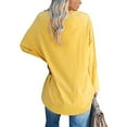 thumbnail image 4 of LYXSSBYX Women Long Sleeve Tops Hot Sale Clearance Women's Casual V-Neck Long Sleeve Solid Loose Shirt Blouse Tops, 4 of 8