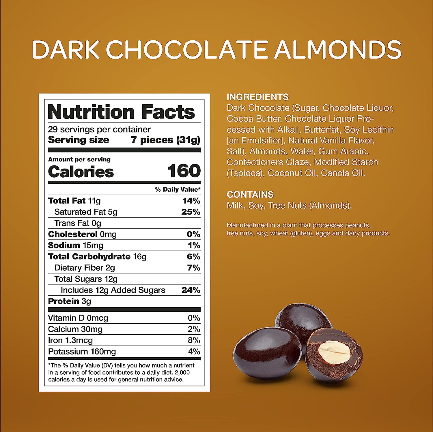 Funtasty Dark Chocolate Covered Roasted Almonds Candy, 2 Pound Pack