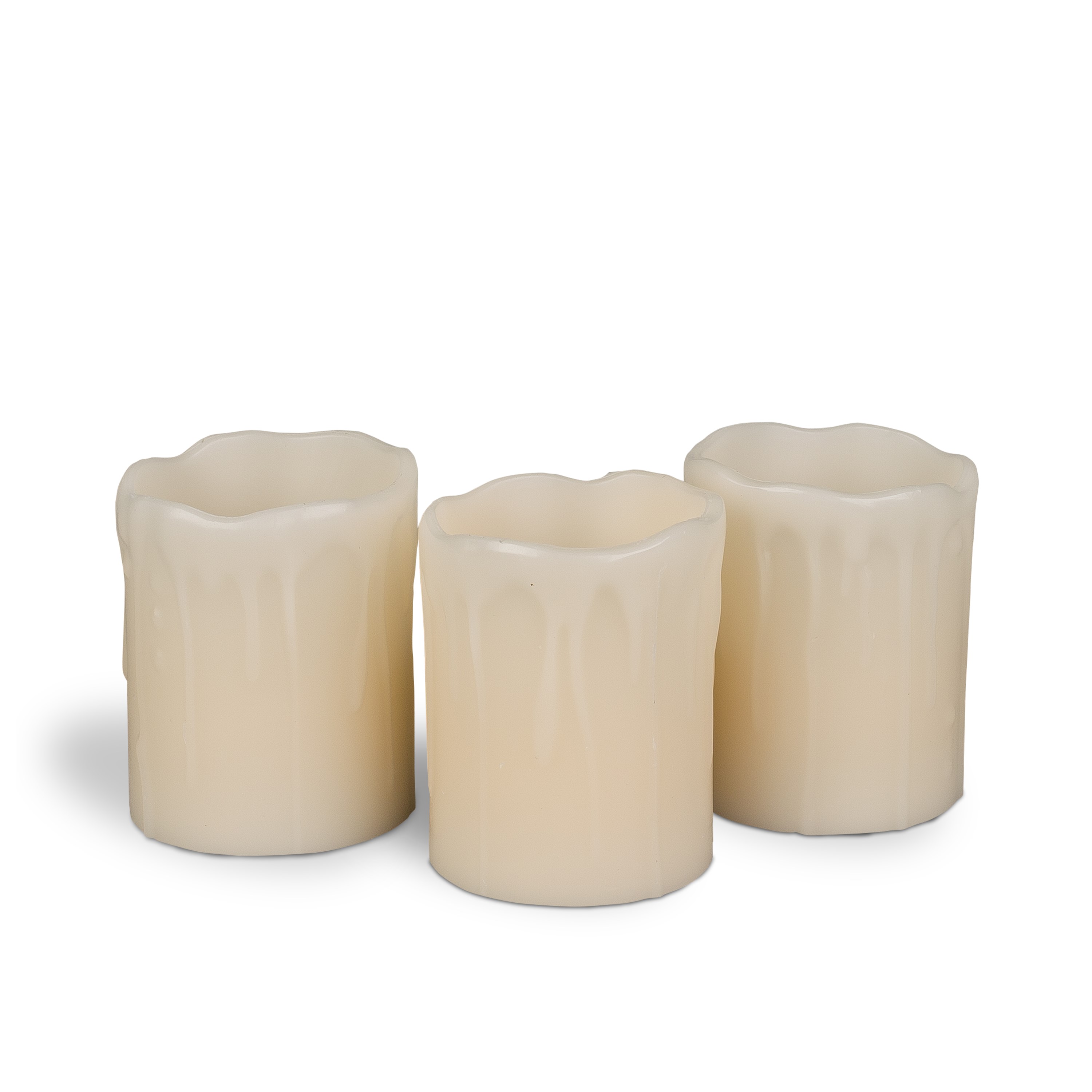 Everlasting Glow Wax Wavy Edge Drip Flameless LED Candle (Set of 3), Bisque