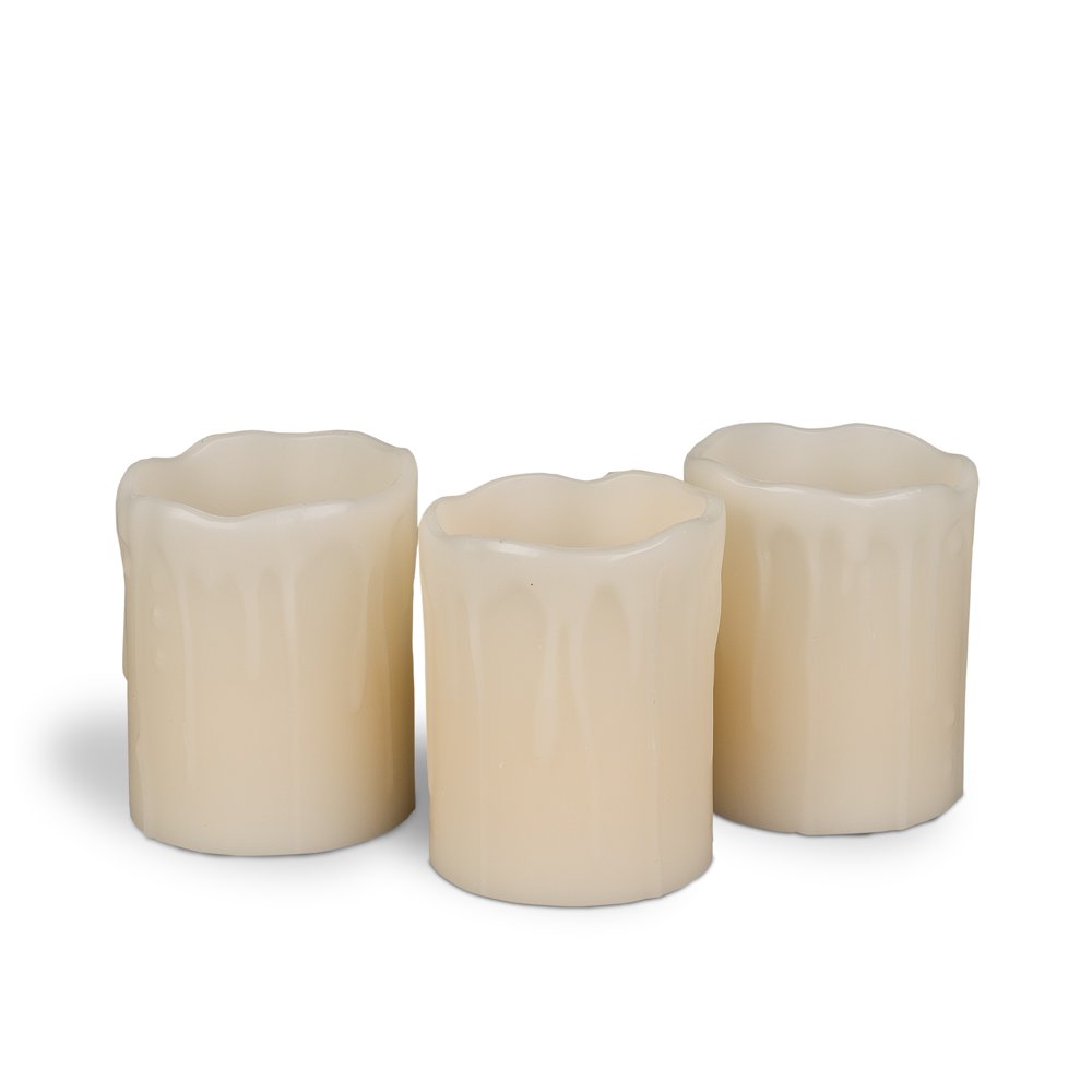 Everlasting Glow Wax Wavy Edge Drip Flameless LED Candle (Set of 3