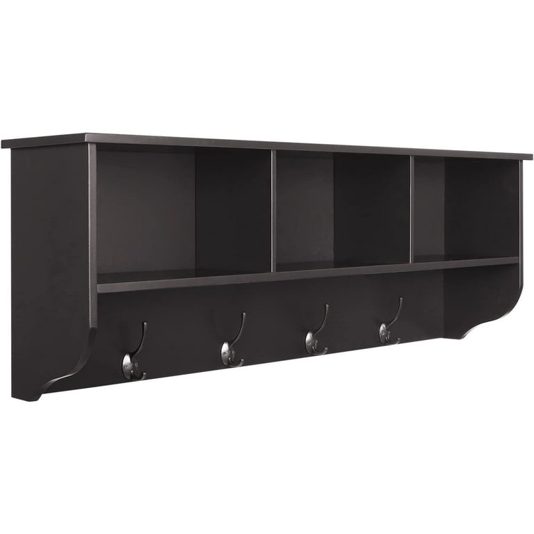 Homfa Hanging Entryway Shelf 38.6 Wall Mounted Storage Cabinets Coat Rack with 4 Dual Hooks for Hallway Bathroom Living Room Walmart