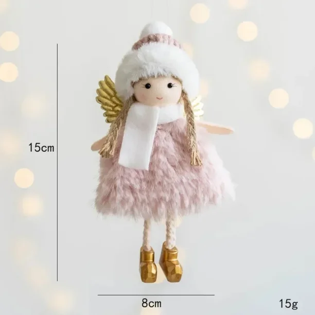 Christmas Wearing Scarf Angel Girl Pendant xMAS Tree Accessories Supplies Decoration Cute Handmade Plush Elf Toy Home Decor