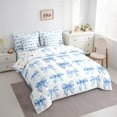 thumbnail image 3 of Erosebridal Cute Bowknot Bedding Sets Twin Size,Stars Print Comforter Sets with Sheets,Blue White Bed in a Bag Twin Size For Girls,Breathable Bedroom Decor Reversible,7-Piece, 3 of 7