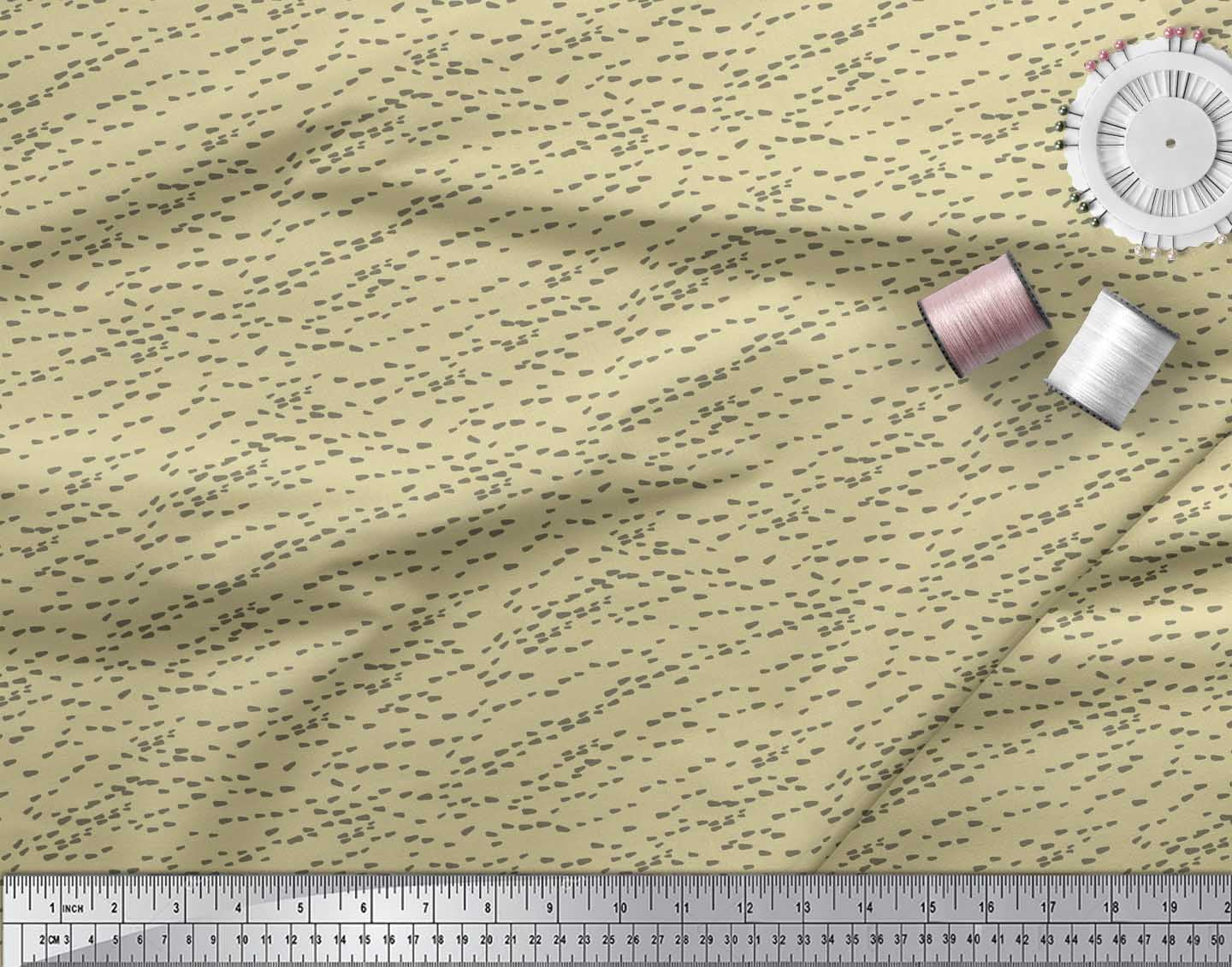 Soimoi Beige Heavy Canvas Fabric Brush Stroke Abstract Print Fabric by the Yard 58 Inch Wide