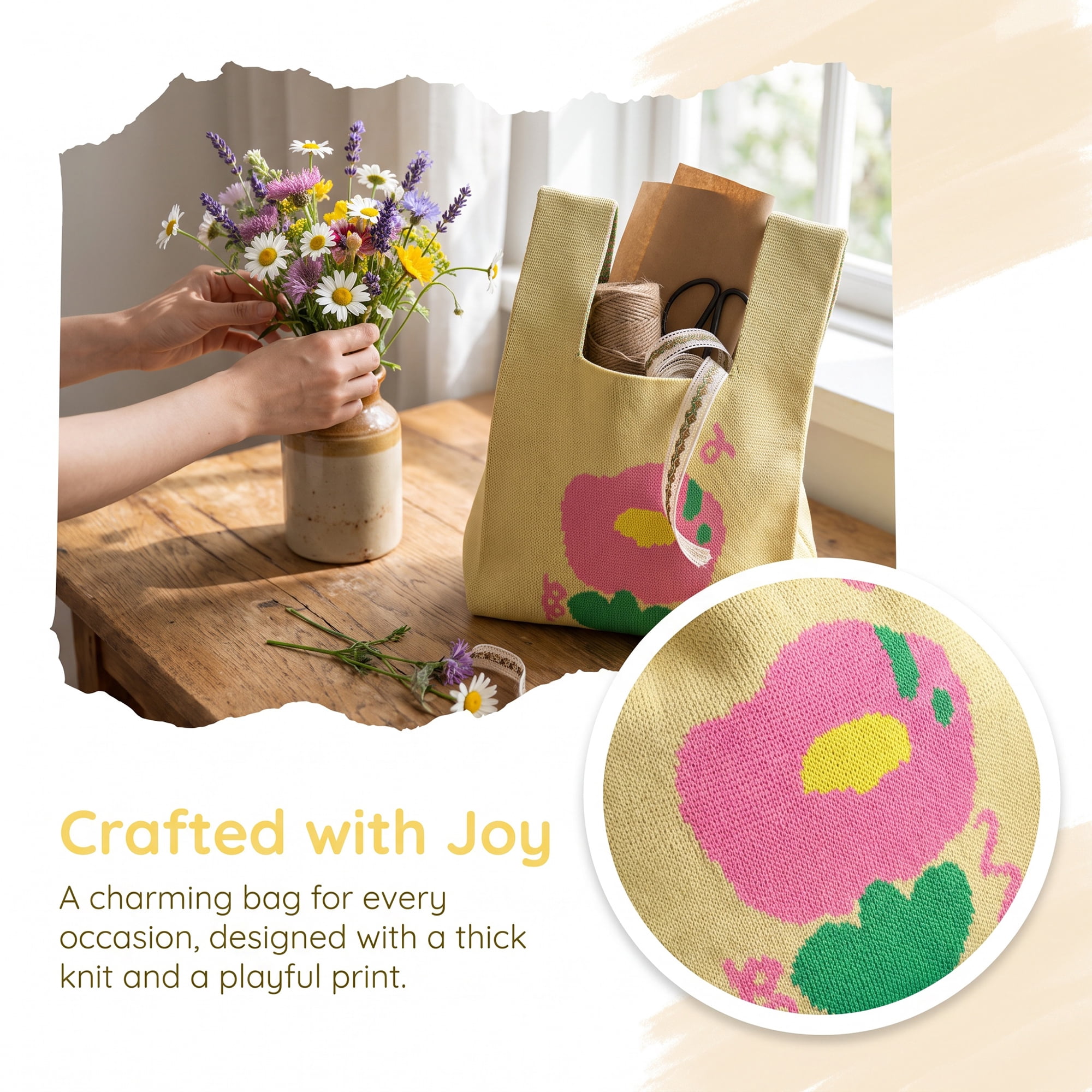 Unique Bargains Cute Cartoon Gift Bags with Handles for Parties 7.5" x 13.4" Flowers