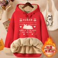 thumbnail image 3 of Sudadera con capucha de terciopelo grueso de invierno para mujer, sudadera con capucha con letras para mujer, jersey de talla grande, tops de manga larga de lana de cordero cálidos, abrigo, 3 of 5
