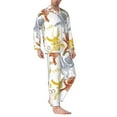 thumbnail image 2 of Logiee Cartoon Monkey Print Mens Long Sleeve Pajama Set,Notched Collar Pajamas for Men, Men's Sleepwear,Mens Sleepwear with Pockets & Button Down-Medium, 2 of 7