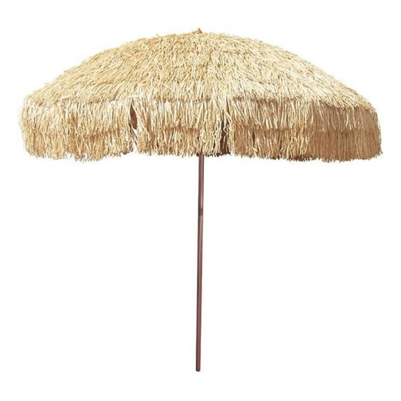 s Mark 8' Hula Thatched Tiki Umbrella Hawaiian Style Beach Patio Umbrella and 16 Giant Interior Fiberglass Ribs add Superior Strength - Lightweigh