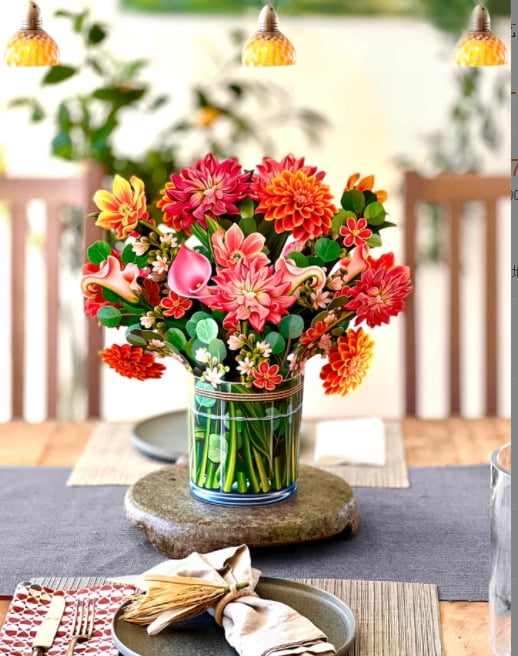 Creative 3D Pop-Up Greeting Card for Mother's Day, Paper Card with Flowers, Thank You and Blessing Gift Card