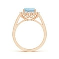 thumbnail image 2 of ANGARA Natural Cushion 1.95 ct Aquamarine Engagement Ring with Diamond Halo in 14K Rose Gold for Women (Size-8mm) | March Birthstone, Anniversary, Jewelry Gift for Women | Natural Aquamarine Ring, 2 of 8