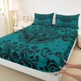 thumbnail image 3 of Castle Fairy Gothic Skull Moth 4pcs Bed Sheets for Boys Girls,Bohemian Hippie Damask King Sheets,Exotic Style Super Cozy Sheet Set,Super Cozy Room Decor, 3 of 7