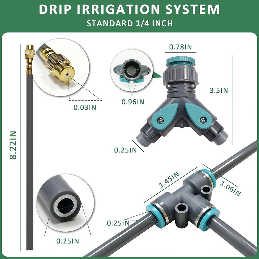 200ft Drip Irrigation System, Upgraded Garden Watering Kit with 32 Adjustable Copper Nozzles, 360° Flexible Drip Irrigation Kit Automatic Watering System for Garden, Automati
