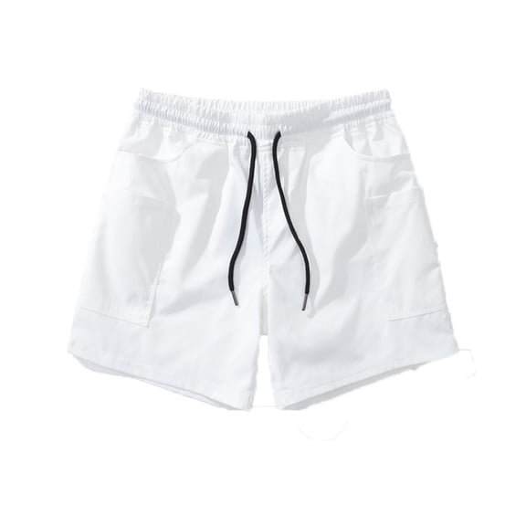 Athletic Shorts Men Solid Color Drawstring Casual Outdoor Sports Summer Beach Workout Gym Basketball Shorts With Multi Pockets