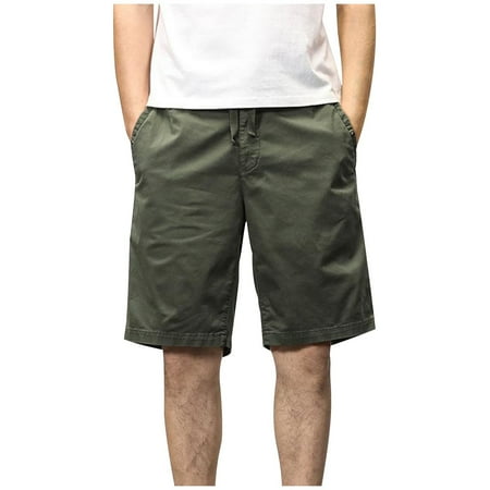 AHTJRT Men s Solid Color Hiking Cargo Shorts for Fishing and Golf with Flat Front Army Green 2XL