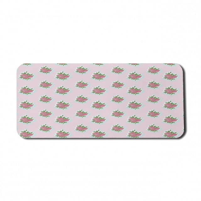Rose Computer Mouse Pad, 80's Romantic Style Roses Bouquet in Pastel Colors Print, Rectangle Non-Slip Rubber Mousepad X-Large, 35" x 15" Gaming Size, Rose Multicolor, by Ambesonne