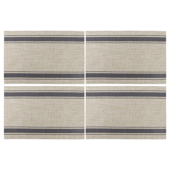 4 Pcs Double Stripe Pattern Placemats PET Place Mats for Kitchen Table Washable Table Mats Blue