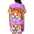 thumbnail image 3 of Lsque Corgi In Sushi Roll Women's Short-Sleeved Pajama Set - 2 Piece Soft and Lightweight Sleepwear Set-Small, 3 of 9