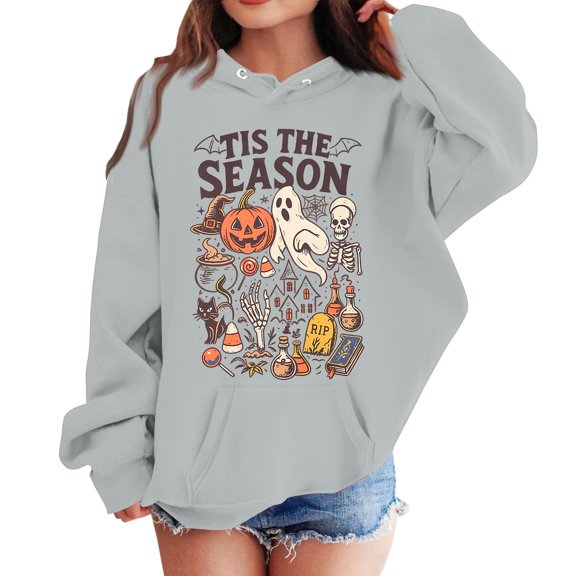 Grblisyd Halloween Hoodies for Girls Long Sleeve Casual Sweatshirts with Pocket Fashion Fall Winter Clothes Size 7-8 Years