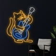 thumbnail image 3 of Handmadetneonsign Cat Playing Guitar Neon Sign, Cat Guitarist Led Sign, Cat Guitar Player Led Light, 3 of 5