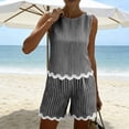 thumbnail image 6 of Women's Striped Two-Piece Sleeveless Patchwork Trimmed And Shorts Casual Summer Set, 6 of 6