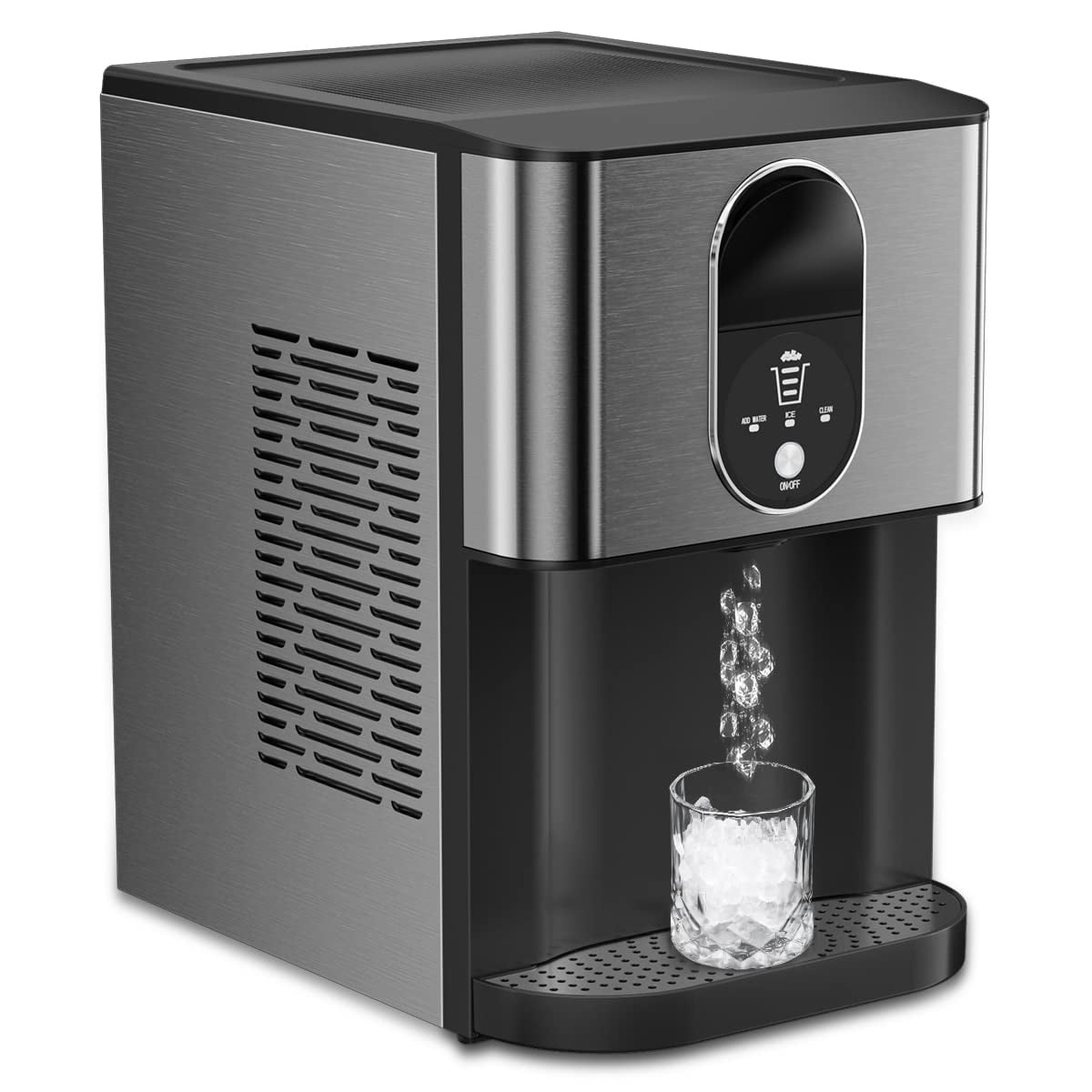Havato Nugget Ice Maker with Soft Chewable Pellet Ice, Pebble Ice Maker  with Self-Cleaning, Ice Scoop, Basket, Bags, for Home, Office